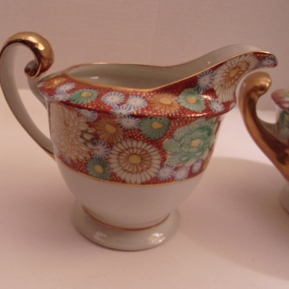 RARE WWII SHOZAN KUTANI HAND PAINTED SUGAR/CREAMER - Picture 4 of 8